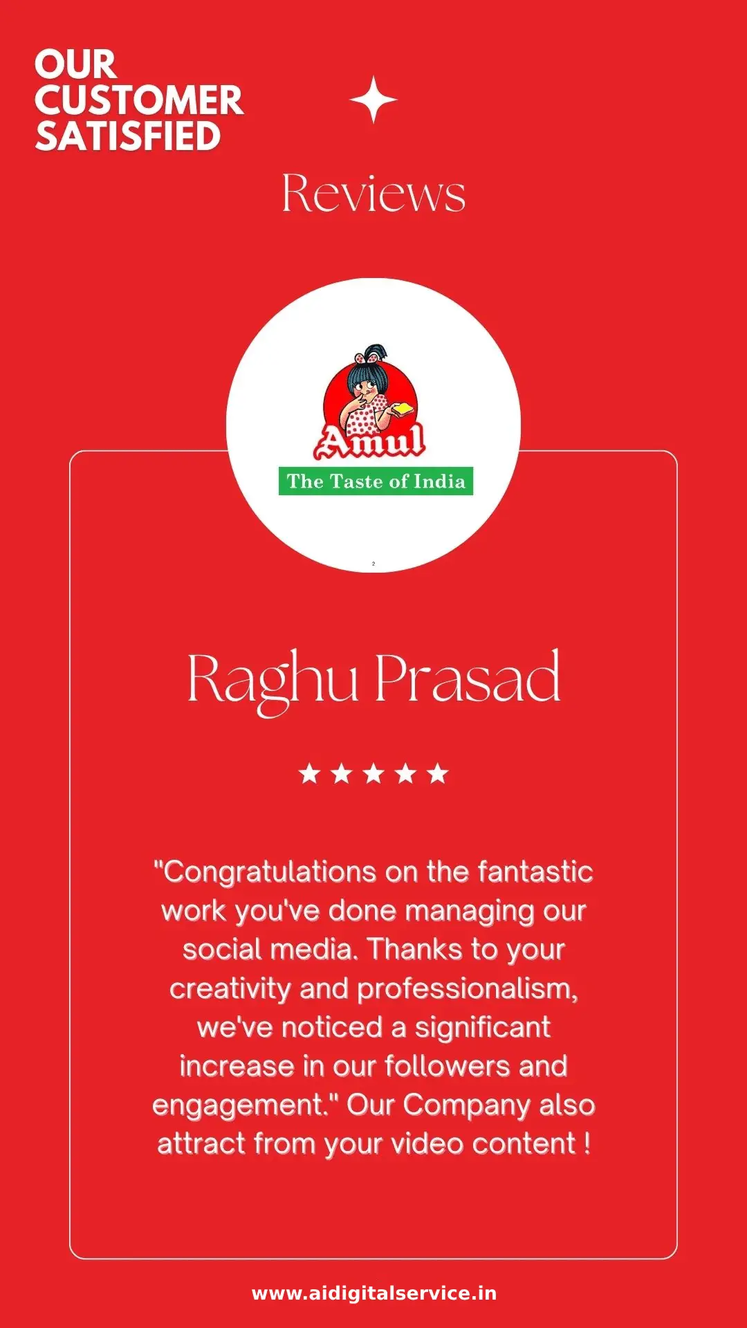 Client testimonial review for AI Digital Service digital marketing results