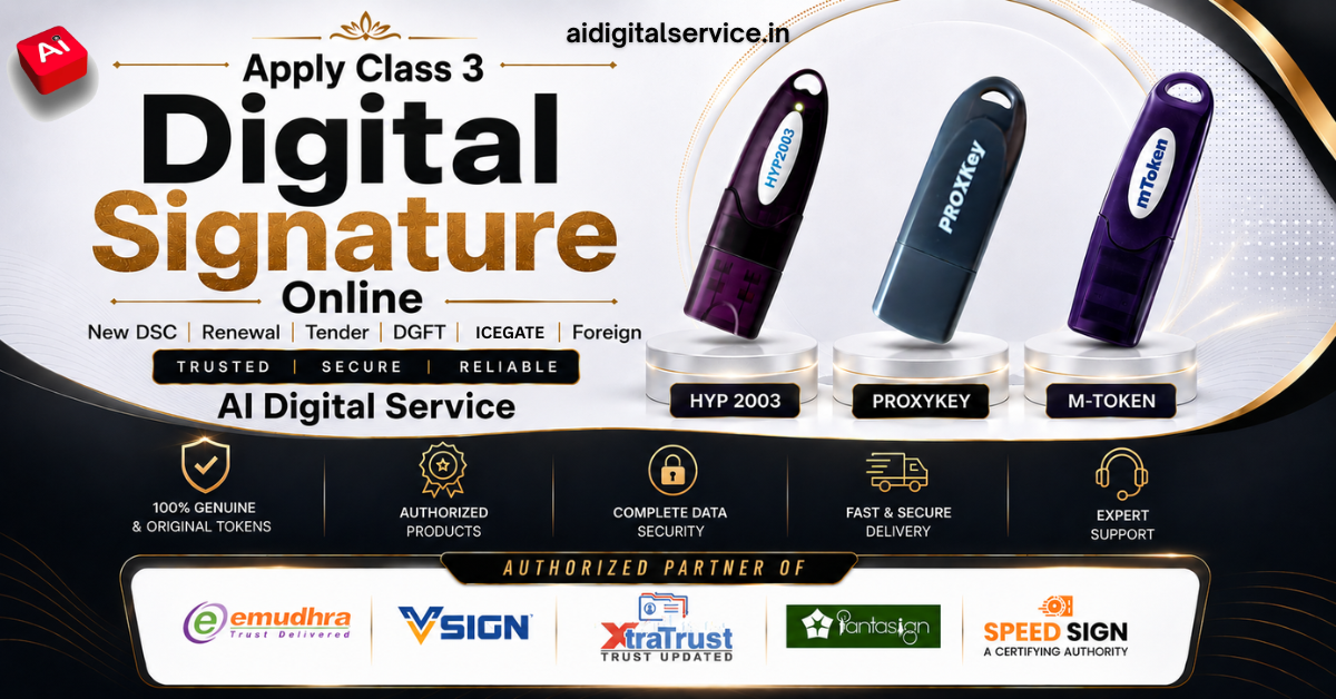 Class 3 Digital Signature Certificate, DSC Renewal, Tender DSC, DGFT DSC, ICEGATE DSC and Genuine USB Token Provider